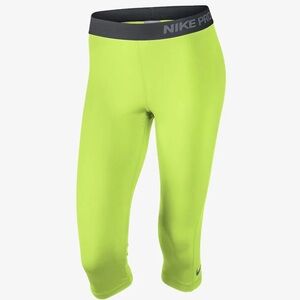 NIKE WOMEN’S MEDIUM Pro Dri-FIT Neon Yellow Capri Leggings ✨